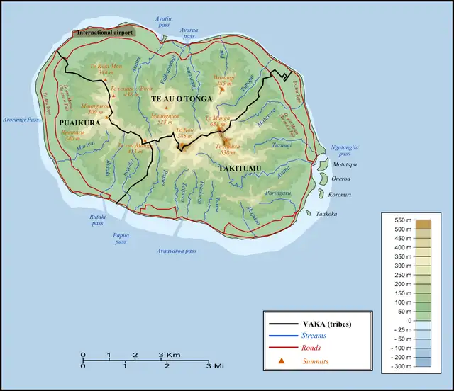 Rarotonga mapa ostrova