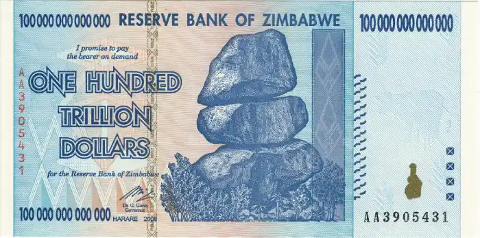 bankovka 100 bilionů dolarů